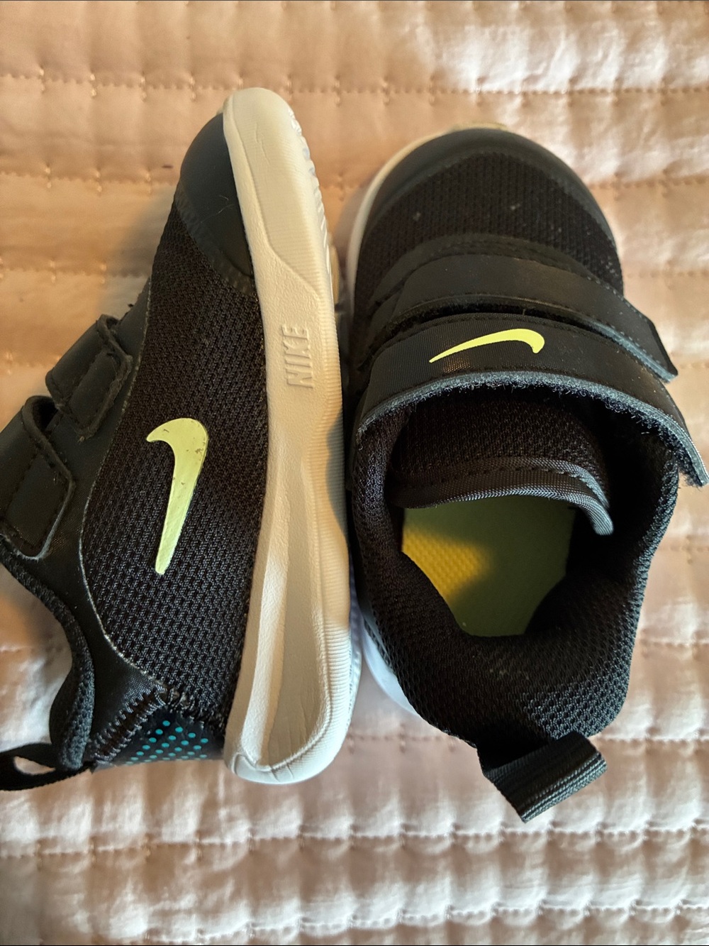 Nike Kids Black Sneakers with Lime Accents